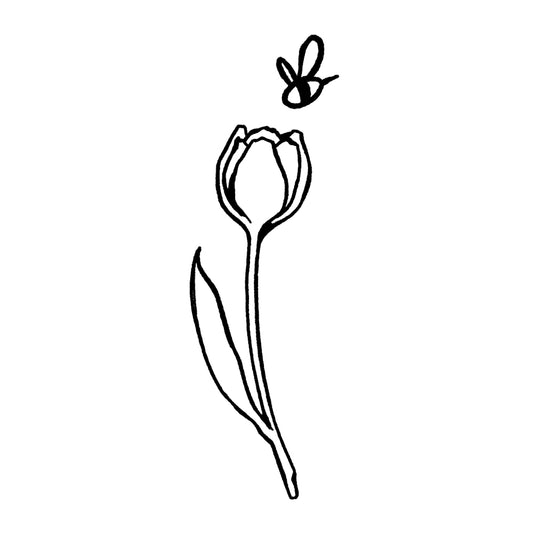 Tulip with Bee – Flash Tattoo #221
